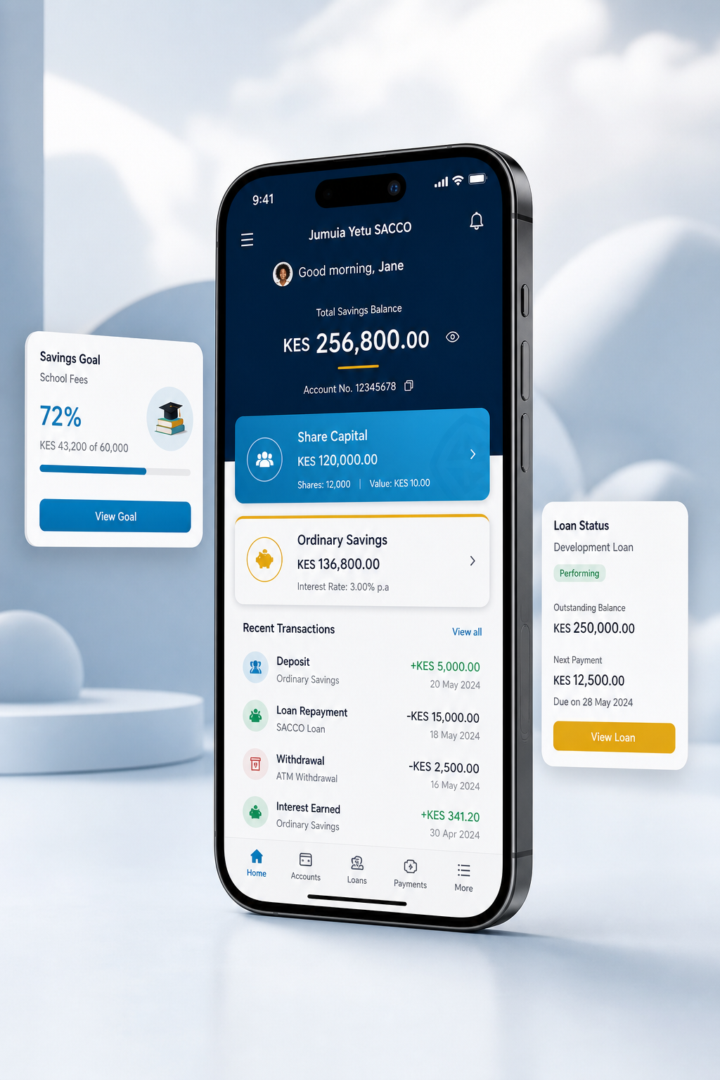 Palscity Sacco member app — savings, share capital and loans on your phone